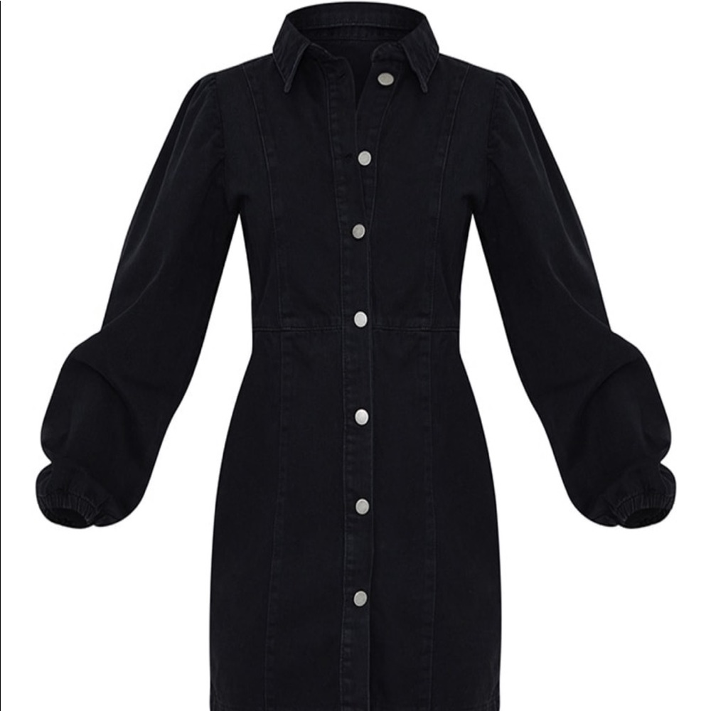 PLT BLACK DENIM BUTTON DOWN DRESS